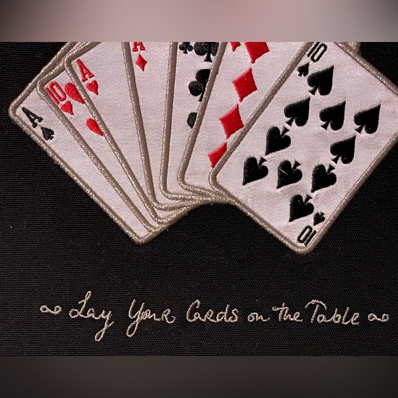 Lulu Guinness Lay Your Cards On The Table Poker Las Vegas Embroidered Bag - Picture 4 of 6